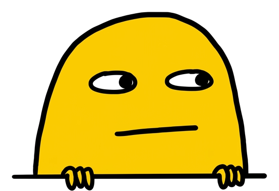 Yellow dude peeking suspiciously